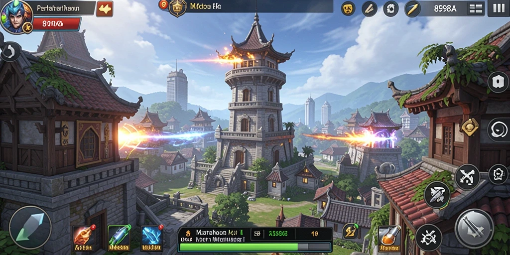 Screenshot gameplay Tower Defense dari 898A yang menampilkan aksi seru.