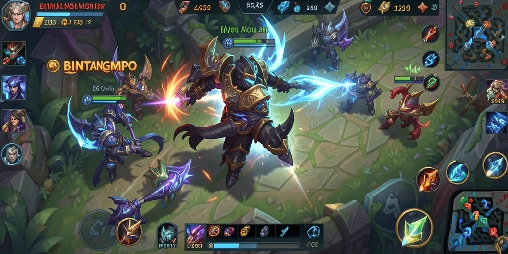 Screenshot gameplay BINTANGMPO yang menunjukkan aksi seru pertempuran tim.