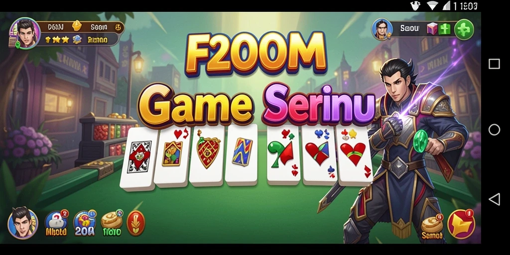Screenshot gameplay F200M menampilkan suasana seru permainan Domino.