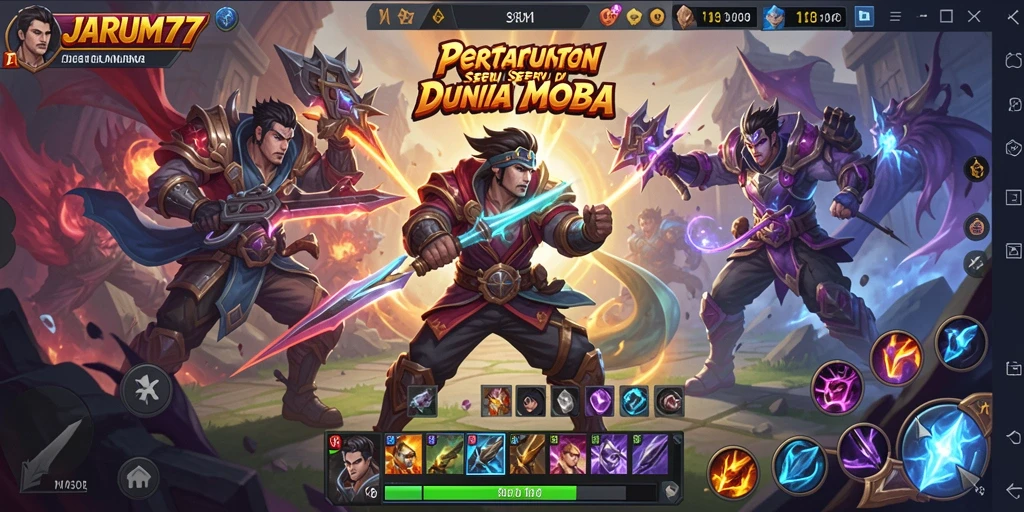 Tampilan gameplay seru di JARUM77 dengan berbagai karakter strategis.