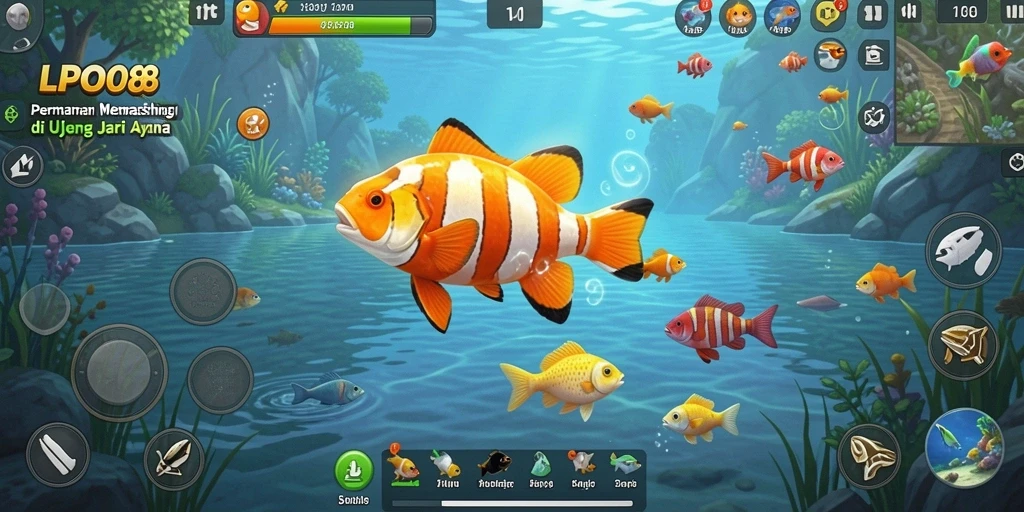 Screenshot dari gameplay utama LPO88 yang menunjukkan aksi memancing yang mendebarkan.