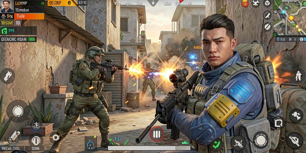 Tampilan seru dari gameplay LUCKYRP yang penuh aksi.