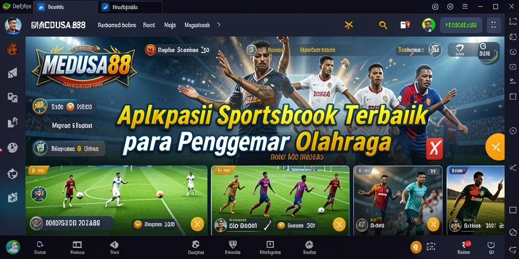 Screenshot utama MEDUSA88 menampilkan antarmuka taruhan olahraga yang menarik.