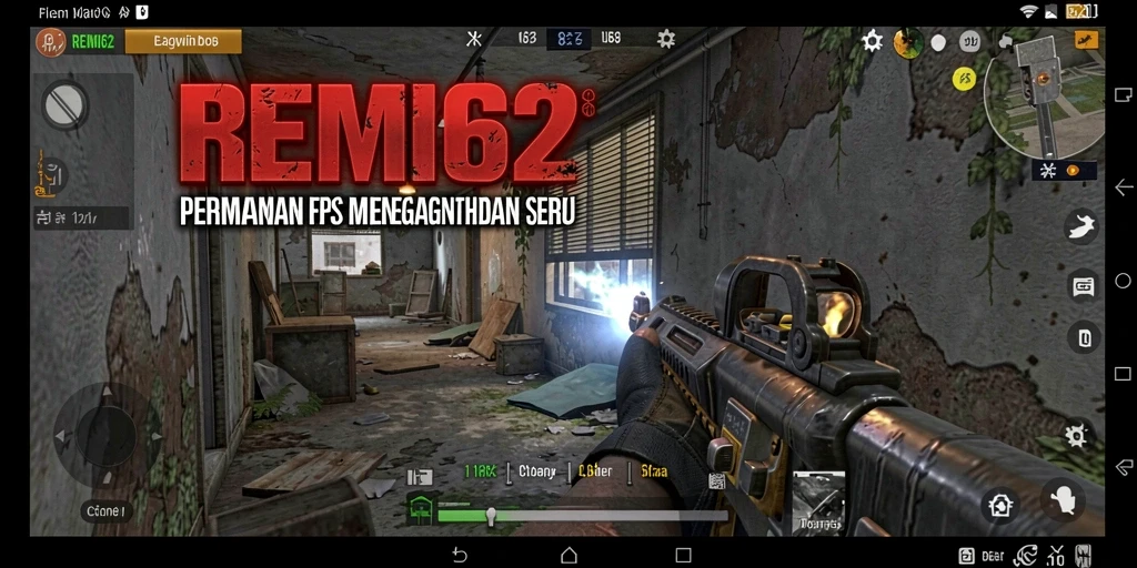 Tangkapan layar dari gameplay intens <strong>REMI62</strong> yang menunjukkan aksi tembak-menembak yang mendebarkan.