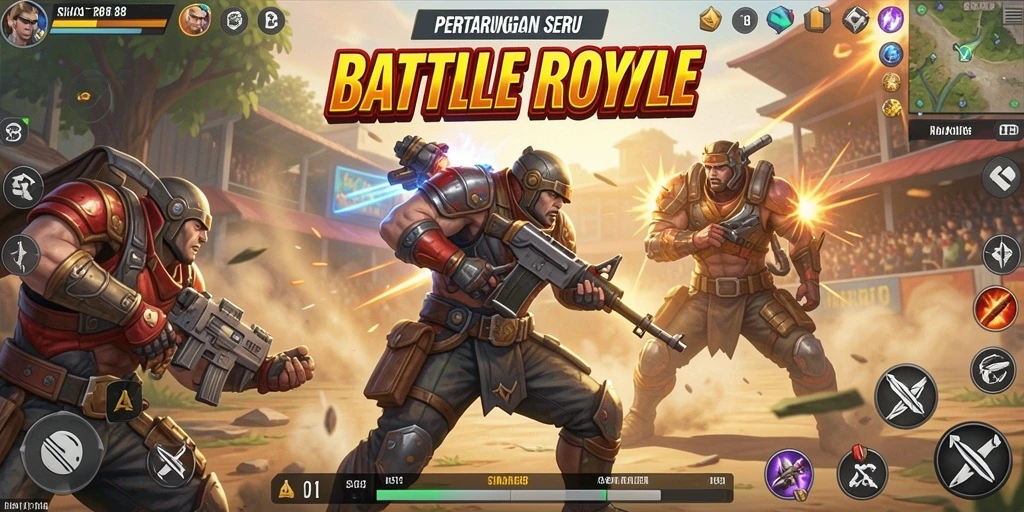 Gameplay SIKAT88 yang mendebarkan dalam pertarungan Battle Royale.