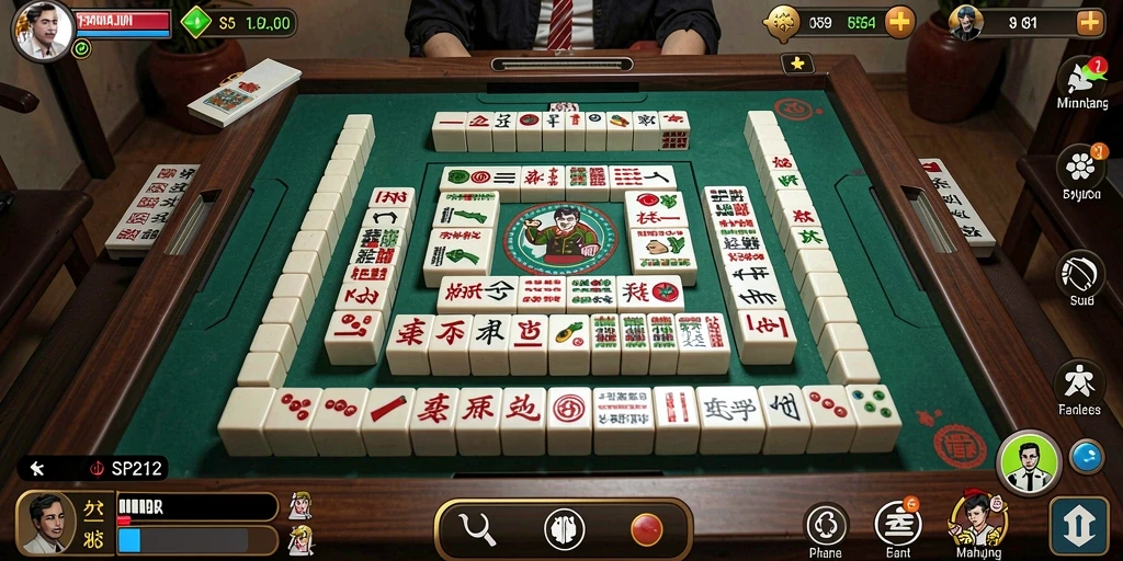 Screenshot SP212 menampilkan gameplay Mahjong yang menarik.