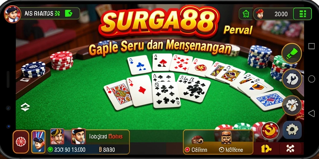 Screenshot gameplay SURGA88 menampilkan permainan Gaple yang seru.