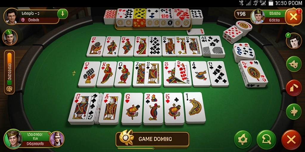 Screenshot gameplay V98 yang menampilkan keseruan bermain Domino.